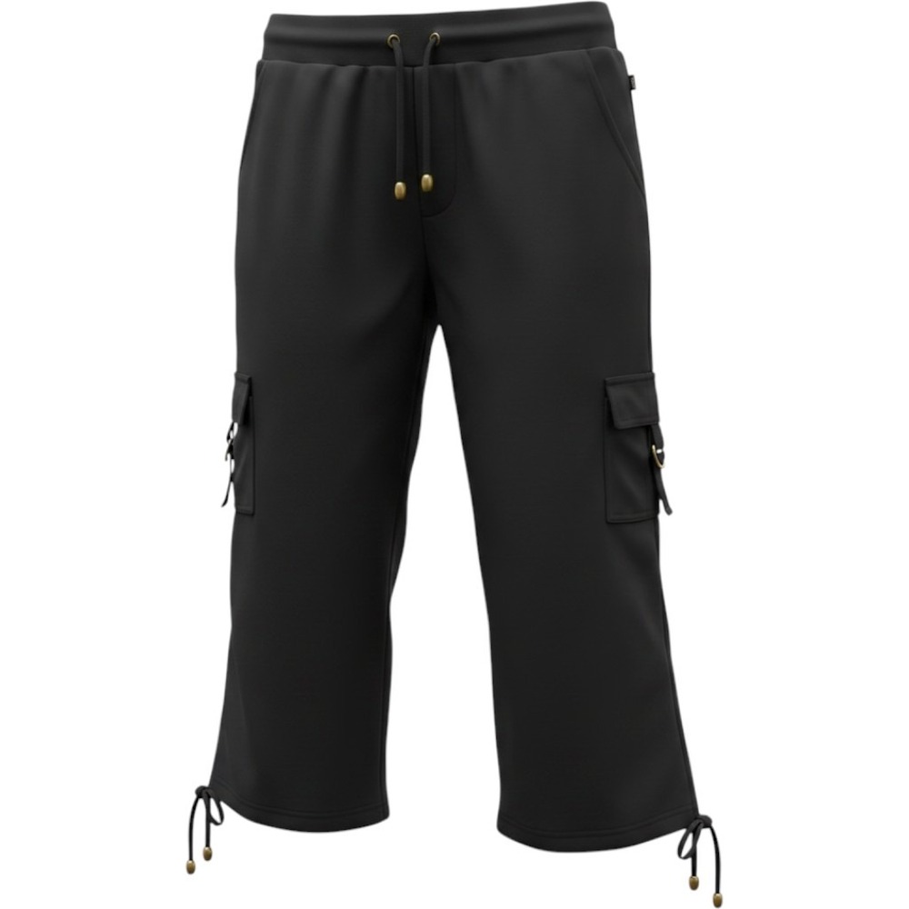 Self Esteem Womens Black Cargo Capri Pants Drawstring Knit Joggers XL NWT